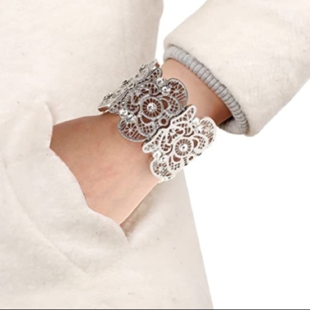 Boho Lace Vintage Filigree Cuff Bangle Bracelet